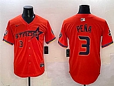 Men's Houston Astros #3 Jeremy Pena Orange 2025 City Connect With Texas Patch Limited Stitched Jersey,baseball caps,new era cap wholesale,wholesale hats
